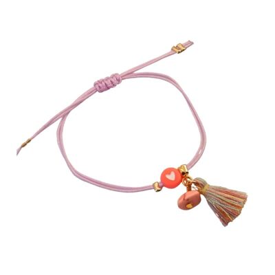 Bracciale LOVEissue bambini | Corallo cuore con nappa oro