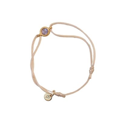 Bracciale LOVEissue bambini | cordoncino di raso champagne swarovski viola