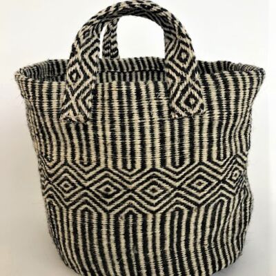 jute bag with black pattern