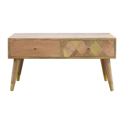 Oak-ish Gold Brass Inlay Coffee Table