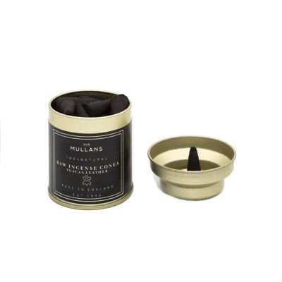 Raw charcoal incense cones -  tuscan leather
