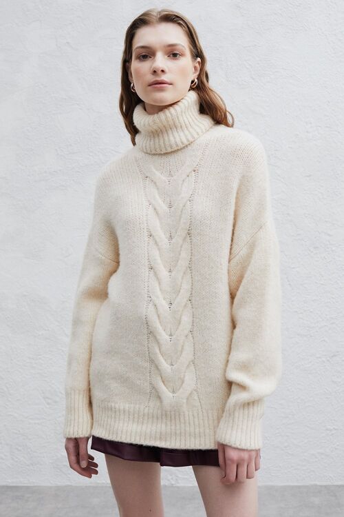 Mayra Cable Knit Sweater  - Ecru