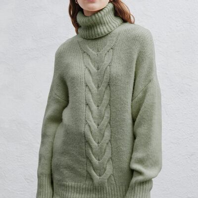 Mayra Cable Knit Sweater  - Reseda Green