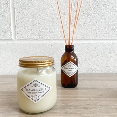 Summer Duo - Lime Basil & Mandarin Candle & Bluebell Diffuser