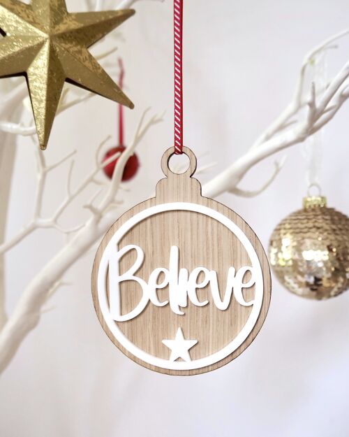 Believe Christmas Bauble (white)