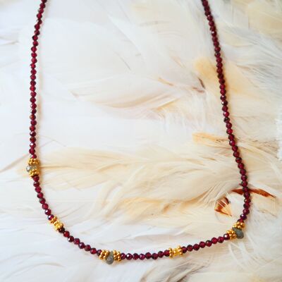 COLLAR LABRADORITA GRANATE - ENZA