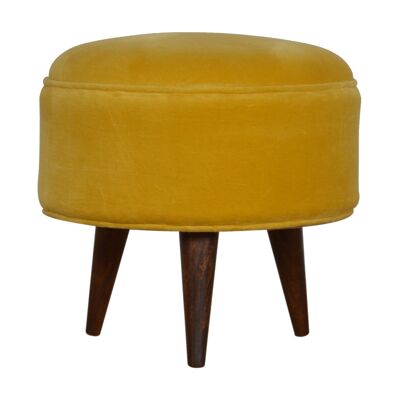 Mustard Velvet Nordic Style Footstool