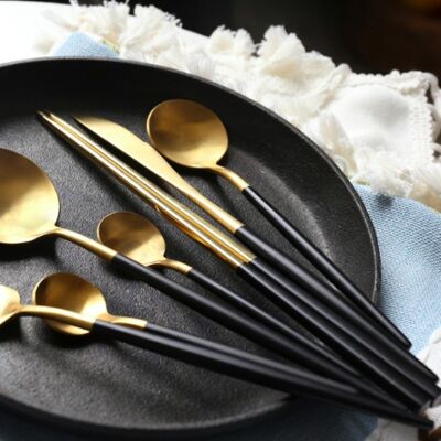 MAYA Cutlery set  16 pcs matt gold/black