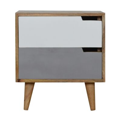 Grey Painted Bedside with Cut out Slots