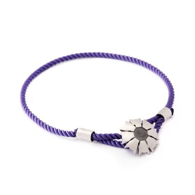 Colourful  Luxury Festival  Victoria Violet  and sterling silver Jaguar Flower Caring bracelet as worn by supermodel Katia Elizarova