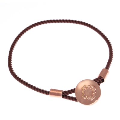 Colorful Luxury Festival Elizabeth Armband Cross Caring in Schokoladenbraun und 18 Karat Roségold-Vermeil