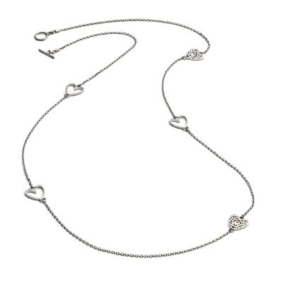 Sterling Silver Five Charm Heart Stacking Necklace