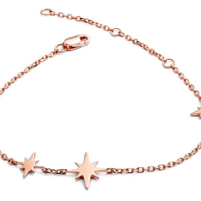 18kt Drei-Sterne-Armband aus Vermeil-Roségold