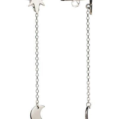 Boucles d'oreilles pendantes à breloque lunaire en argent sterling