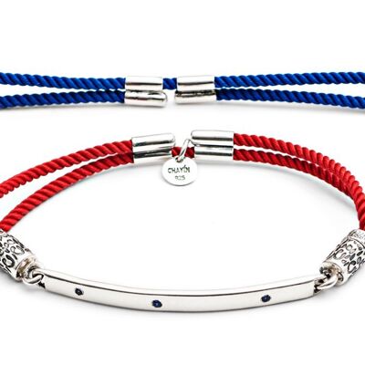 Argent Interchangeable avec Saphirs Bleus - Rouge et Bleu