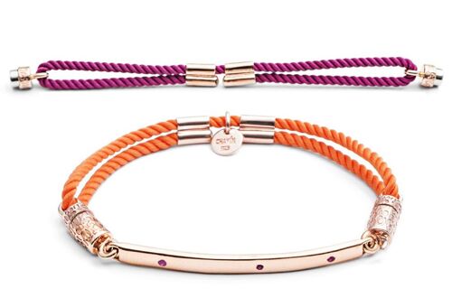 18 ct Rose Gold Vermeil  Interchangeable Bracelet Rubies - Pink and Orange
