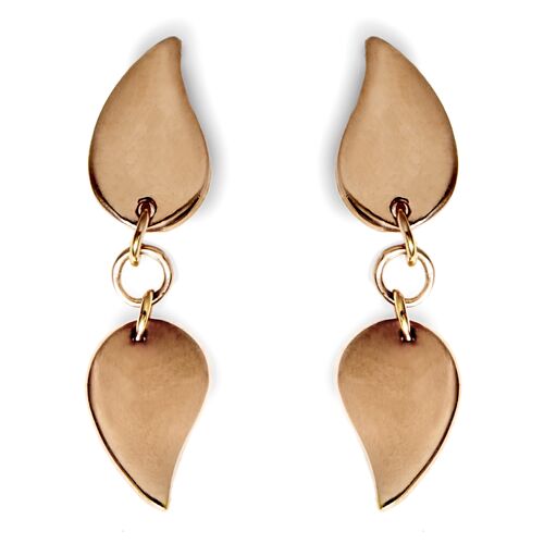 Ladies' Teenagers' 18ct Rose Gold vermeil   Leaf Stud Earrings