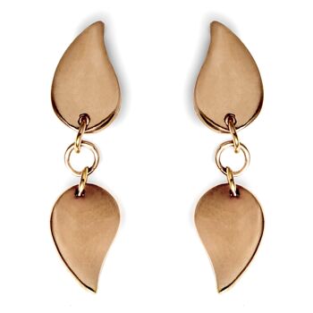 Boucles d'oreilles en or rose 18 carats feuille vermeil pour adolescentes 1