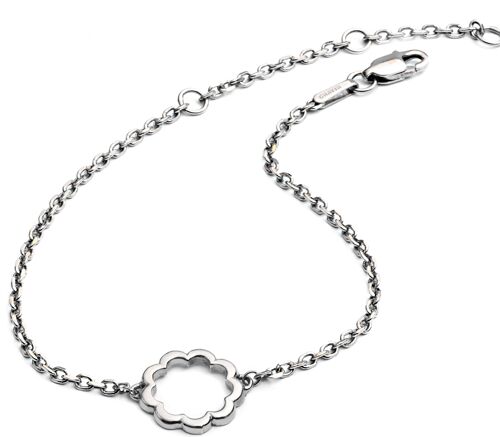 Ladies' Teenagers'Sterling Silver Paisley  Flower Silhouette Bracelet