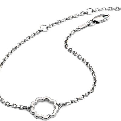 Ladies' Teenagers'Sterling Silver Paisley  Flower Silhouette Bracelet
