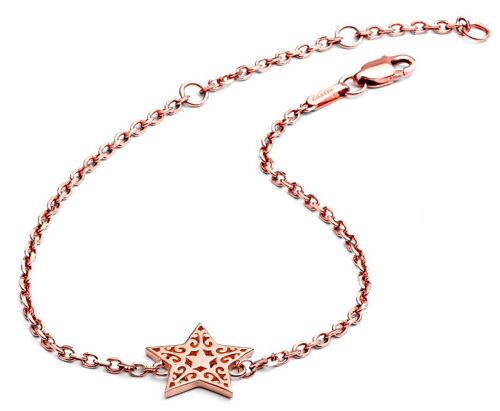 Ladies'/ Teenagers' Glittering  18ct Rose Gold Vermeil Filigree  Star Charm  Bracelet