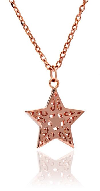 Pendentif étoile en filigrane vermeil en or rose 18 carats pour femme/adolescent 1
