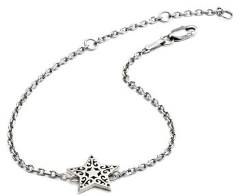 Bracelet à breloques étoile en filigrane en argent sterling pour femme/adolescent 1