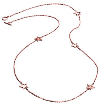 Collier femme/adolescent en or rose 18 carats avec cinq breloques en vermeil 1