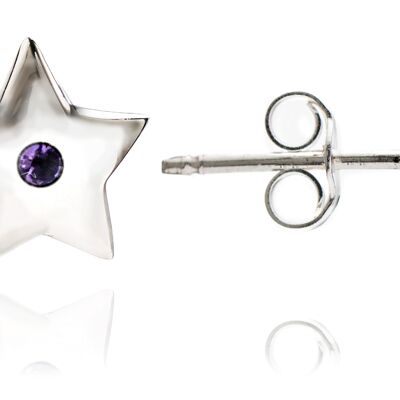 Damen/Jugendliche Sterling Silber Sternohrstecker mit Amethyst