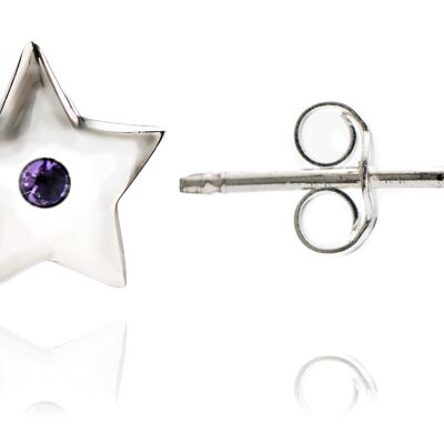 Ladies'/ Teenagers' Sterling silver   Star Studs with amethyst