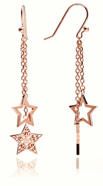Boucles d'oreilles pendantes étoile vermeil en or rose 18 carats femme/adolescent 1