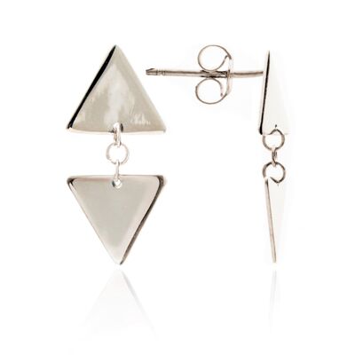 Aretes de plata de ley con dije triangular