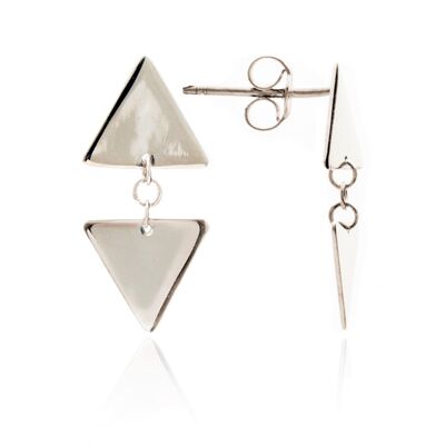 Sterling Silver Triangle  Charm Stud Earrings
