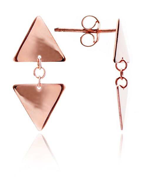 18ct Rose Gold Vermeil  Triangle Charm Stud Earrings