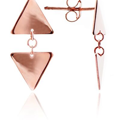 Boucles d'oreilles à breloque triangle en vermeil en or rose 18 carats