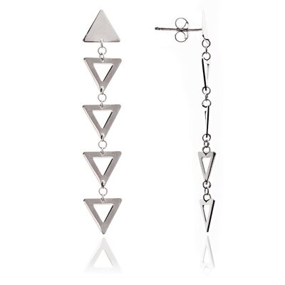 Sterling  Silver Silhouette Triangle Charm Dangle Earrings