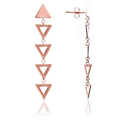 18ct ct Rose Gold Vermeil Rose Gold Silhouette Triangle Dangle Earrings