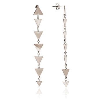 Boucles d'oreilles pendantes à breloque solide triangle en argent sterling 1