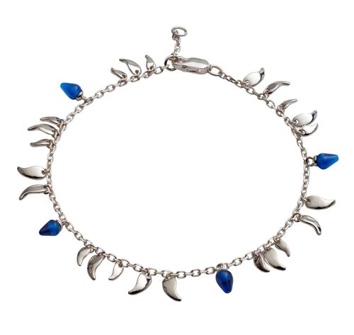 Sterling Silver Flickering  Flame Blue Stone  Petal Fire Chain bracelet