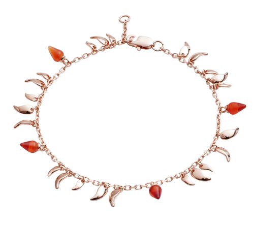 18ct Rose Gold vermeil on Sterling Silver Flickering  Flame Red  Stone  Petal Fire Chain bracelet