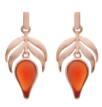 Boucles d'oreilles en or rose 18 carats vermeil sur argent sterling pierre rouge 1