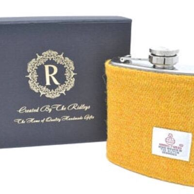 6oz Harris Tweed Hip Flask - Yellow  - HT29