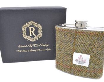 Flacon de hanche Harris Tweed 6 oz - Tweed de chasse aux olives - HT09 1