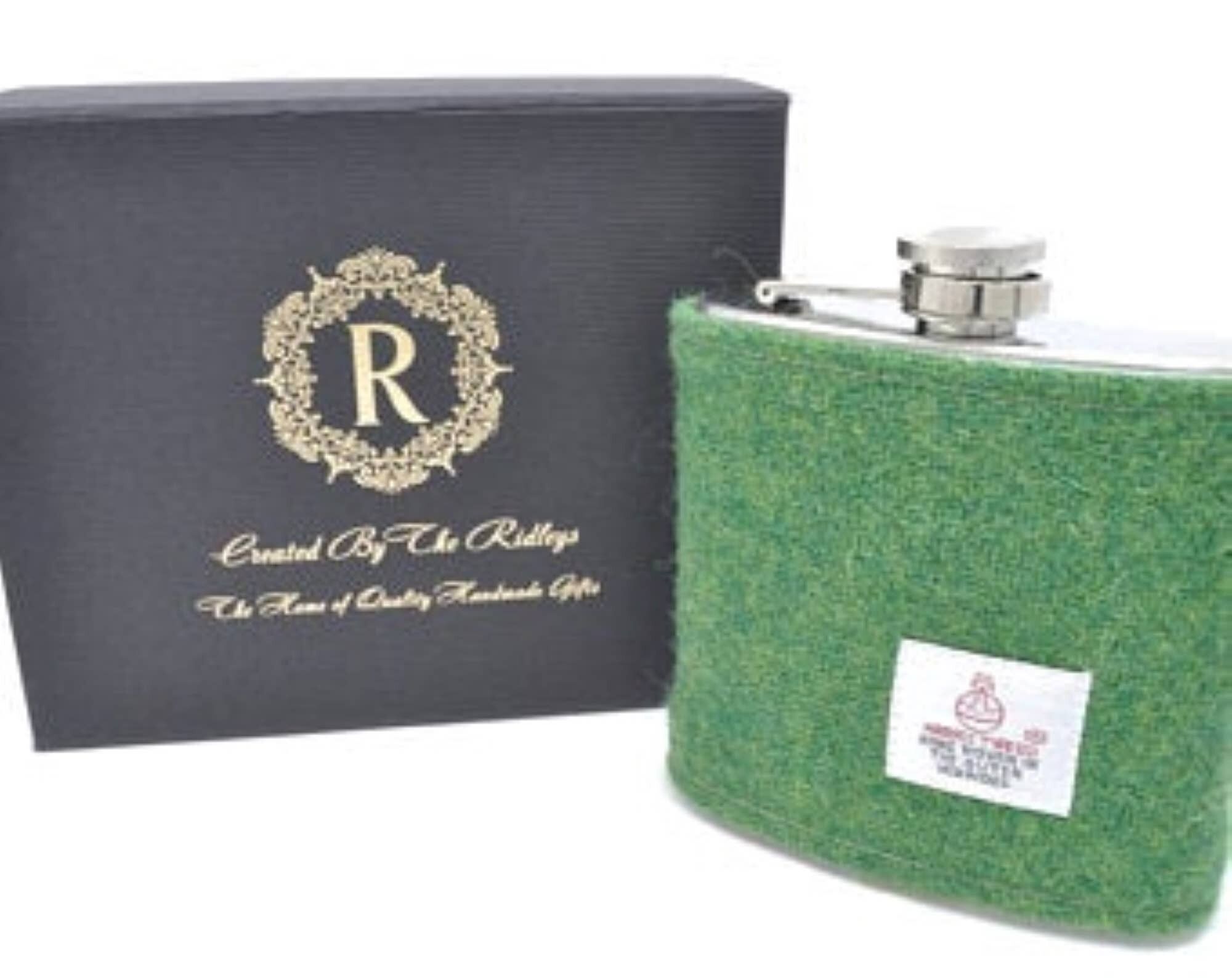 Fiaschetta Harris Tweed da 6 once - Verde smeraldo - HT12