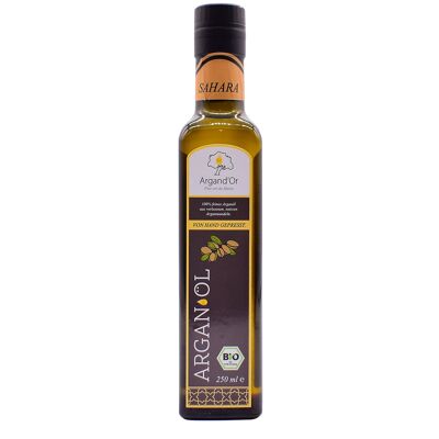 Aceite de argán orgánico Argand'Or Sahara (aceite comestible gourmet, región de SAHARA) - sin tostar -250 ml