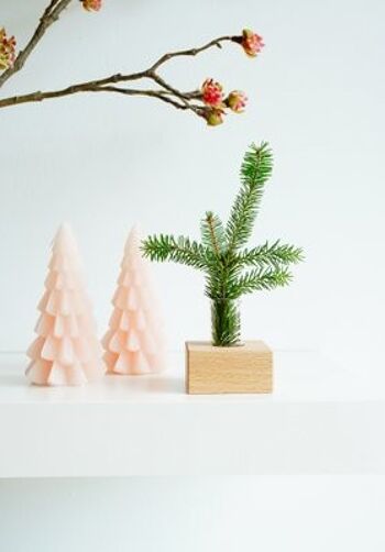 Cadeau de Noël : support en bois et vase avec brindille de Noël 1