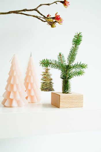 Cadeau de Noël : support en bois et vase avec brindille de Noël 2