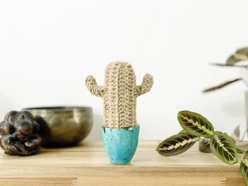 gehaakte jute cactus in handmade potje