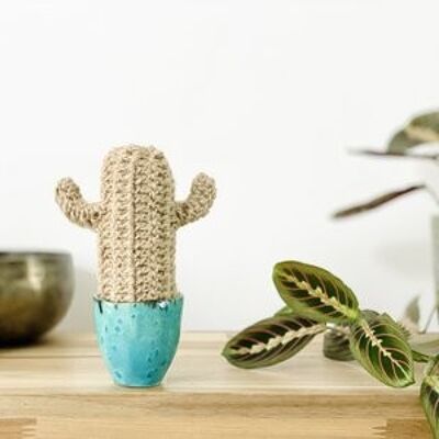 cactus de jute au crochet dans un pot fait main