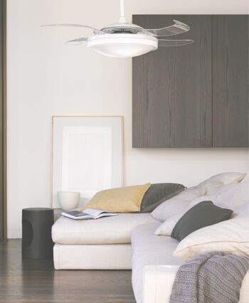 FANAWAY - Ventilateur de plafond LED Evo 1 avec pales extensibles, télécommande et éclairage, blanc 6